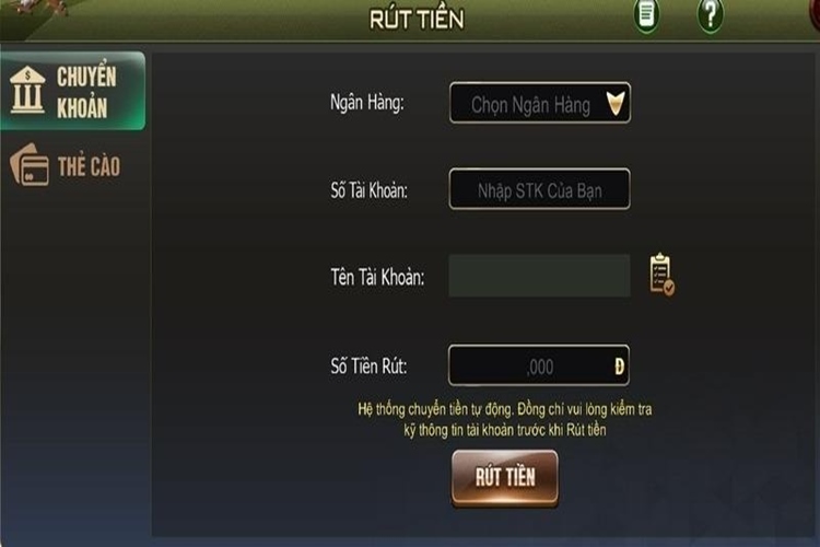 Rút Tiền B52 CLUB - Quy Trình Để Giao Dịch Thành Công Tại B52 Ytlc 4 Rút tiền B52 CLUB qua ngân hàng
